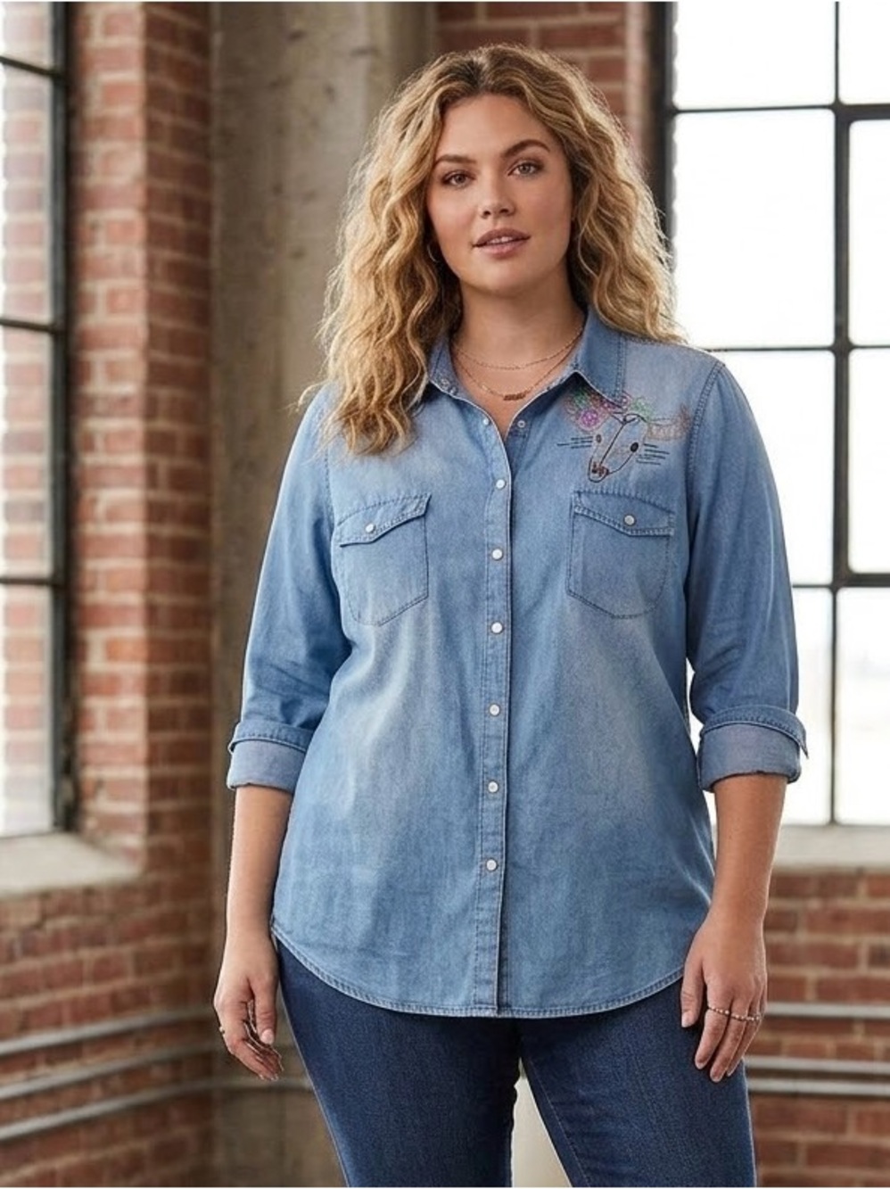 Torrid 00 MSRP$66 PTP 23”Western Shirt Embroidery